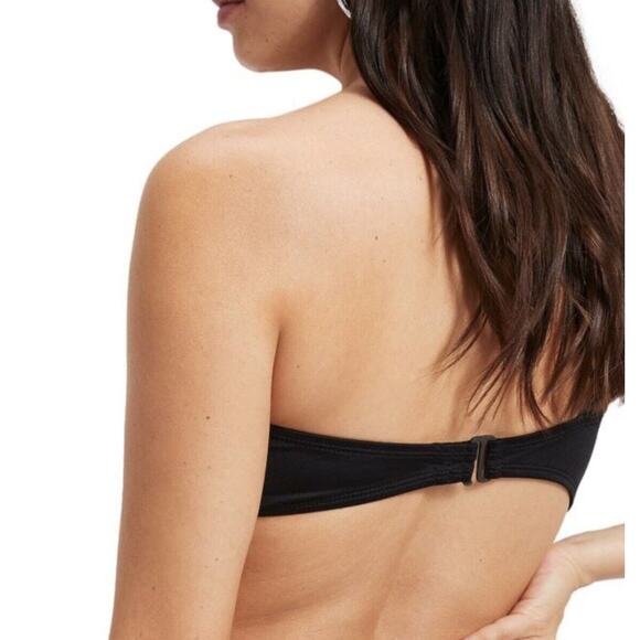 Good American Bali Bikini Top 7 4XL Plus One Shoulder Black Bandeau NWOT - Picture 9 of 11